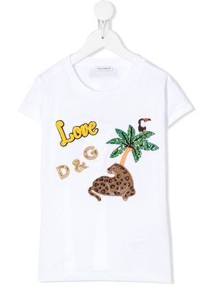 Dolce & Gabbana Kids tropical animal patch T-shirt - White