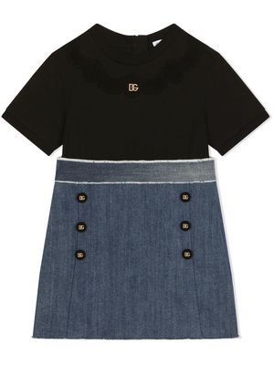Dolce & Gabbana Kids two-tone A-line dress - Black