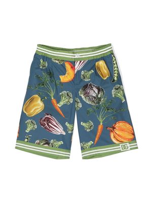 Dolce & Gabbana Kids vegetable-print cotton shorts - Blue