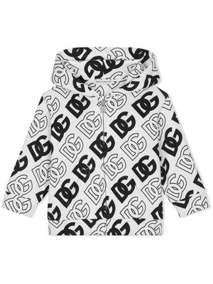 Dolce & Gabbana Kids zip-front logo-print hoodie - White