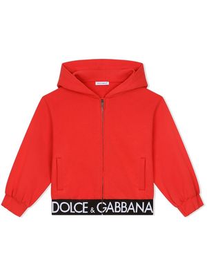 Dolce & Gabbana Kids zip-up cotton hoodie - Red
