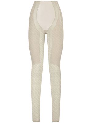 Dolce & Gabbana KIM DOLCE&GABBANA floral-jacquard leggings - Neutrals