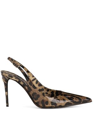 Dolce & Gabbana KIM DOLCE&GABBANA leopard-print slingback pumps - Brown
