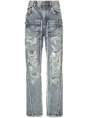 Dolce & Gabbana KIM DOLCE&GABBANA mid-rise distressed wide-leg jeans - Blue