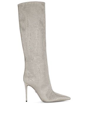 Dolce & Gabbana KIM DOLCE&GABBANA rhinestone-embellished satin boots - Silver