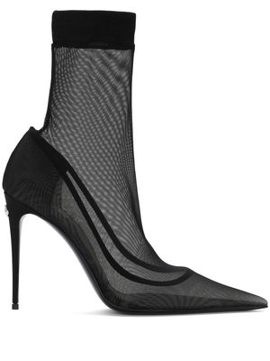 Dolce & Gabbana KIM DOLCE&GABBANA sheer mesh-design boots - Black