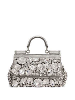 Dolce & Gabbana KIM DOLCE&GABBANA small Sicily satin top-handle bag - Silver