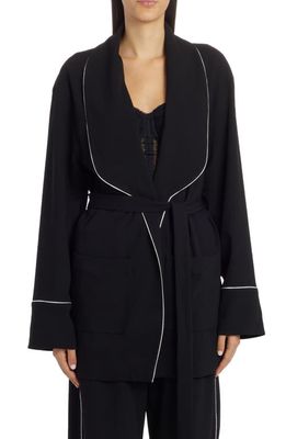 Dolce & Gabbana Kim Piped Stretch Wool Pajama Jacket in Black