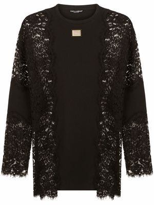 Dolce & Gabbana lace-detail long-sleeve T-shirt - Black