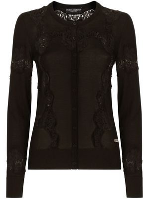 Dolce & Gabbana lace-detail panelled cardigan - Black