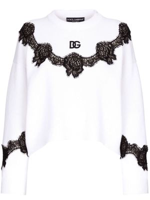 Dolce & Gabbana lace-insert jumper - White