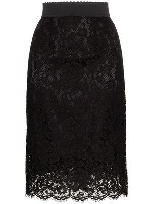 Dolce & Gabbana lace-overlay midi skirt - Black