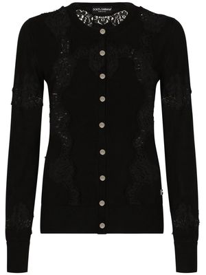 Dolce & Gabbana lace-panel cashmere-silk cardigan - Black