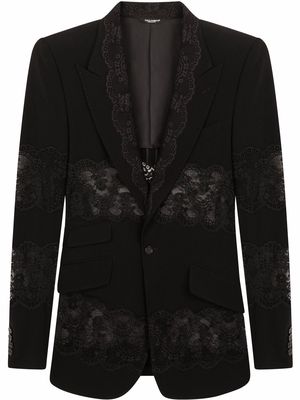 Dolce & Gabbana lace-panel single-breasted blazer - Black