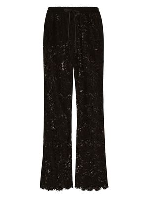 Dolce & Gabbana lace-panelling semi-sheer trousers - Black