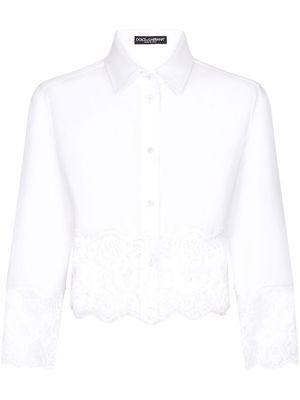 Dolce & Gabbana lace-trim poplin shirt - White