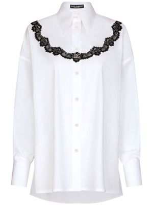Dolce & Gabbana lace-trim shirt - White