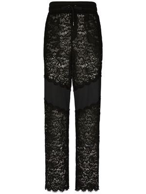 Dolce & Gabbana lace-trim straight-leg trousers - Black