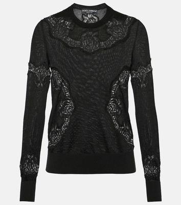 Dolce & Gabbana Lace-trimmed cashmere-blend sweater
