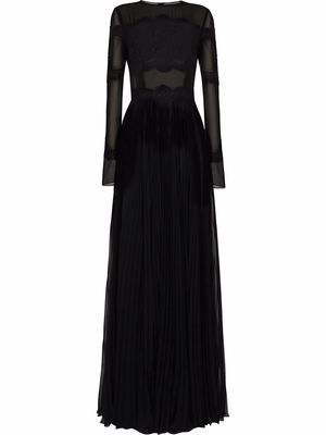 Dolce & Gabbana lace-up chiffon maxi dress - Black