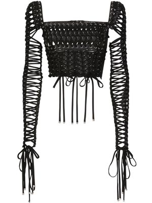 Dolce & Gabbana lace-up detailed bustier blouse - Black