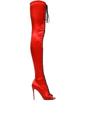 Dolce & Gabbana lace-up thigh-high boots - Red