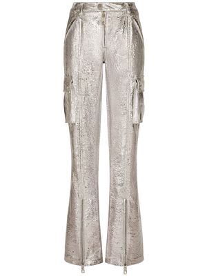 Dolce & Gabbana laminated jacquard cargo trousers - Silver
