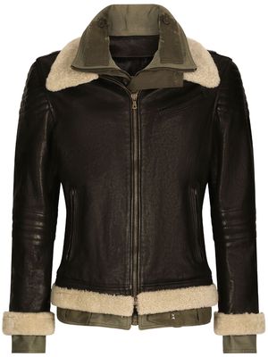 Dolce & Gabbana layered biker jacket - Black