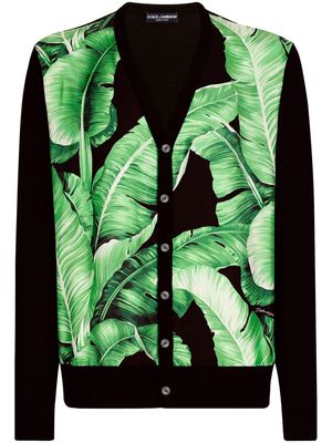 Dolce & Gabbana leaf-pattern silk cardigan - Green