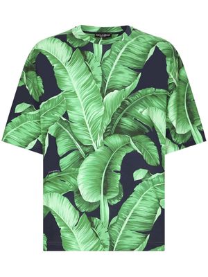 Dolce & Gabbana leaf-print cotton T-shirt - Green