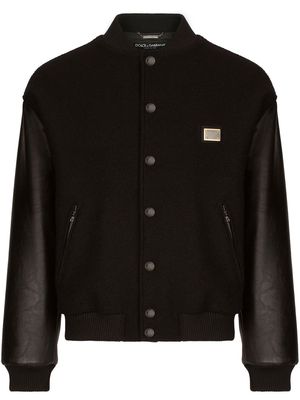 Dolce & Gabbana leather-panel bomber jacket - Black