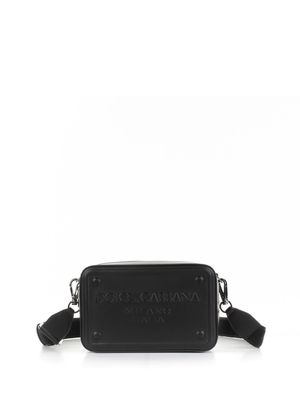 Dolce & Gabbana Leather Shoulder Bag With Embossed Logo Plaque