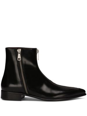 Dolce & Gabbana leather zip-detail ankle boots - Black