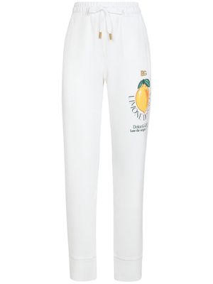 Dolce & Gabbana lemon-print jersey jogging-pant - White