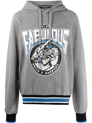Dolce & Gabbana leopard logo print hoodie - Grey