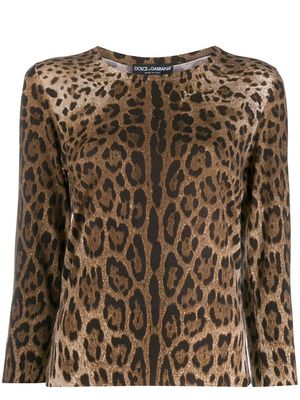 DOLCE & GABBANA leopard pattern jumper - Brown