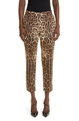 Dolce & Gabbana Leopard Print Ankle Pants in Light Brown