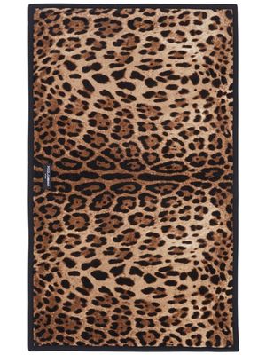 Dolce & Gabbana leopard-print cotton bath mat - Black