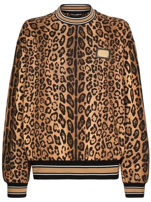 Dolce & Gabbana leopard-print cotton sweatshirt - Brown