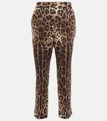 Dolce & Gabbana Leopard-print cropped cotton-blend pants