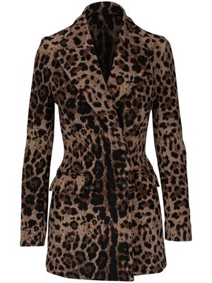 Dolce & Gabbana leopard-print double-breasted blazer - Brown