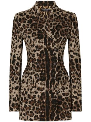 Dolce & Gabbana leopard-print double-breasted blazer - Neutrals