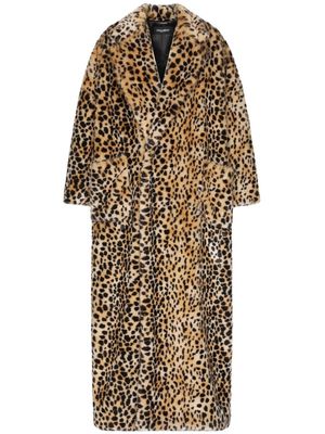 Dolce & Gabbana leopard-print faux-fur coat - Brown