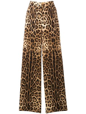 Dolce & Gabbana leopard-print flared trousers - Brown