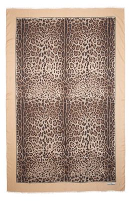 Dolce & Gabbana Leopard Print Modal & Cashmere Scarf in Lt Brown Print
