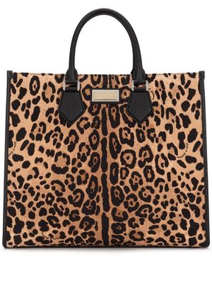 Dolce & Gabbana leopard print shopping bag - Brown
