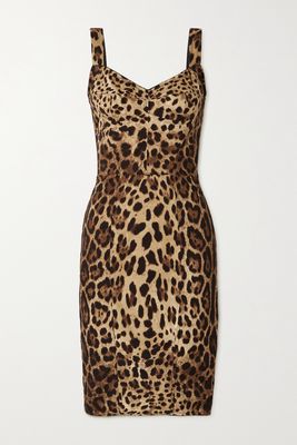 Dolce & Gabbana - Leopard-print Silk-blend Charmeuse Dress - Animal print