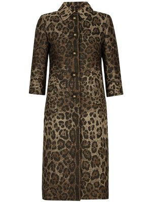 Dolce & Gabbana leopard-print single-breasted coat - Brown
