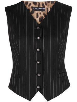 Dolce & Gabbana leopard-print V-neck waistcoat - Black