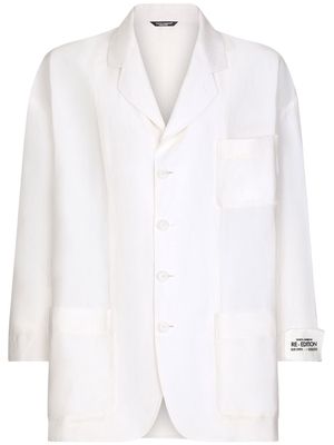 Dolce & Gabbana linen-silk single-breasted blazer - White